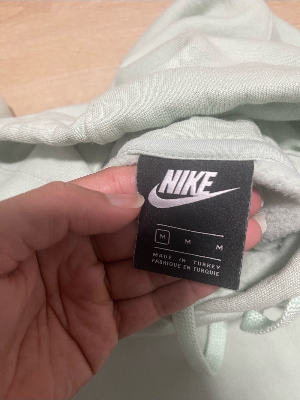 Nike Light Mint Green Hoodie with Black Logo Tag